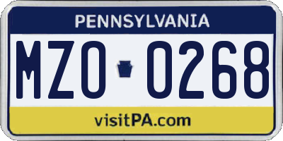 PA license plate MZO0268