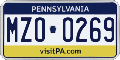 PA license plate MZO0269