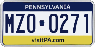 PA license plate MZO0271