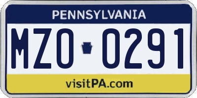 PA license plate MZO0291