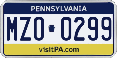 PA license plate MZO0299