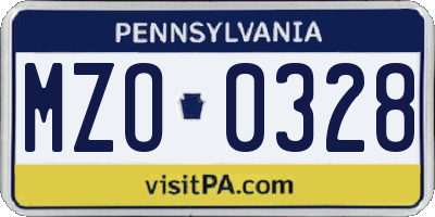 PA license plate MZO0328