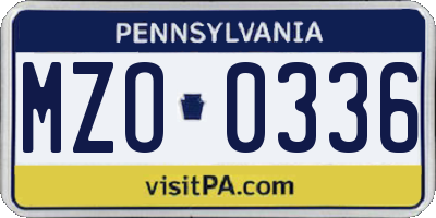 PA license plate MZO0336