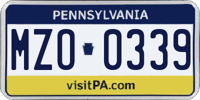 PA license plate MZO0339
