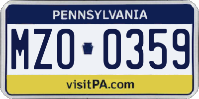 PA license plate MZO0359