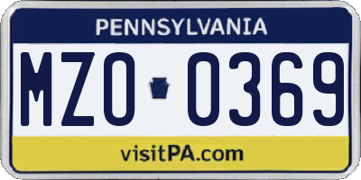PA license plate MZO0369