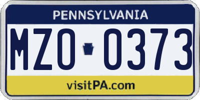 PA license plate MZO0373