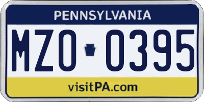 PA license plate MZO0395