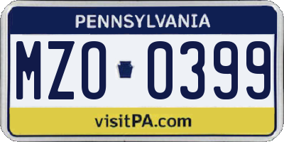 PA license plate MZO0399