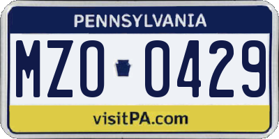 PA license plate MZO0429