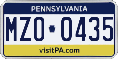PA license plate MZO0435