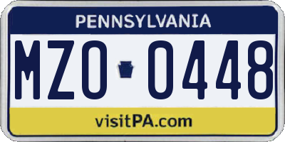 PA license plate MZO0448