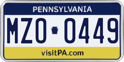 PA license plate MZO0449
