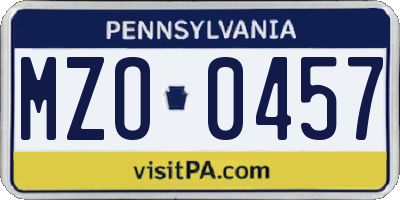 PA license plate MZO0457