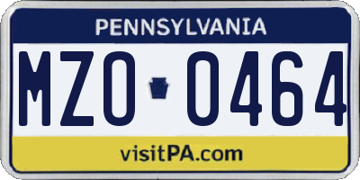 PA license plate MZO0464