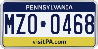 PA license plate MZO0468