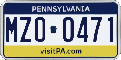 PA license plate MZO0471