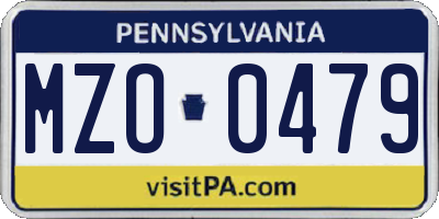 PA license plate MZO0479