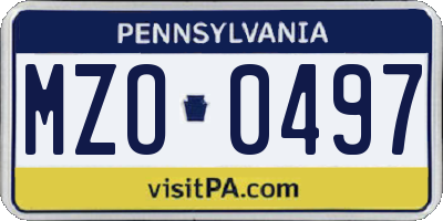 PA license plate MZO0497