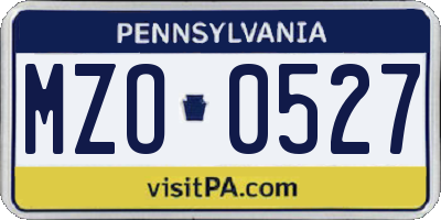 PA license plate MZO0527