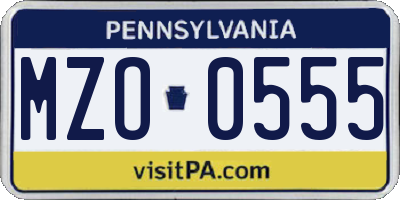 PA license plate MZO0555