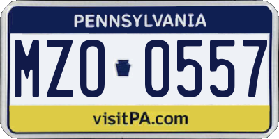 PA license plate MZO0557