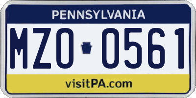 PA license plate MZO0561