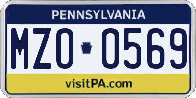 PA license plate MZO0569
