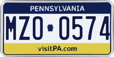 PA license plate MZO0574