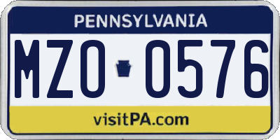 PA license plate MZO0576