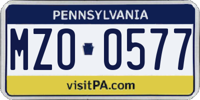 PA license plate MZO0577