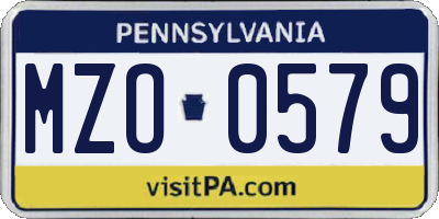 PA license plate MZO0579