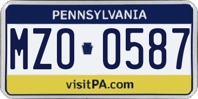 PA license plate MZO0587