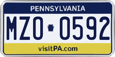 PA license plate MZO0592