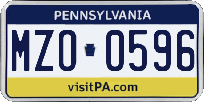 PA license plate MZO0596