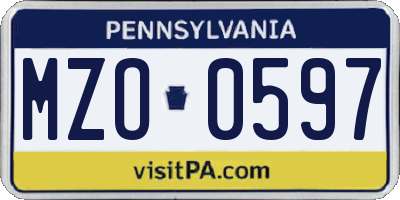 PA license plate MZO0597