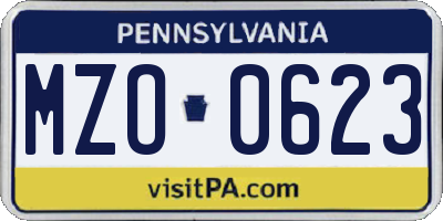 PA license plate MZO0623