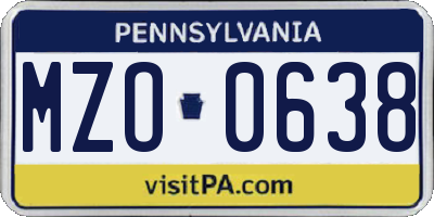 PA license plate MZO0638