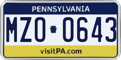 PA license plate MZO0643