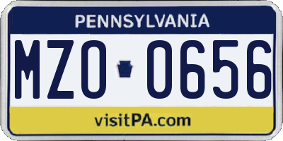 PA license plate MZO0656