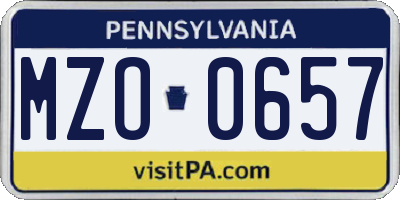 PA license plate MZO0657