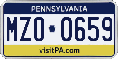 PA license plate MZO0659