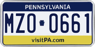 PA license plate MZO0661
