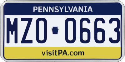 PA license plate MZO0663