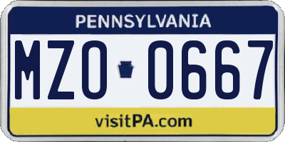 PA license plate MZO0667