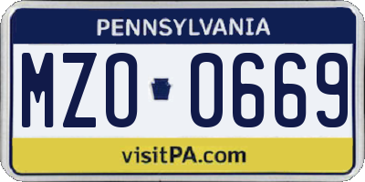 PA license plate MZO0669