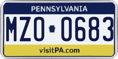 PA license plate MZO0683