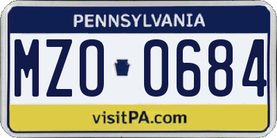 PA license plate MZO0684