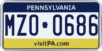 PA license plate MZO0686