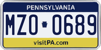 PA license plate MZO0689